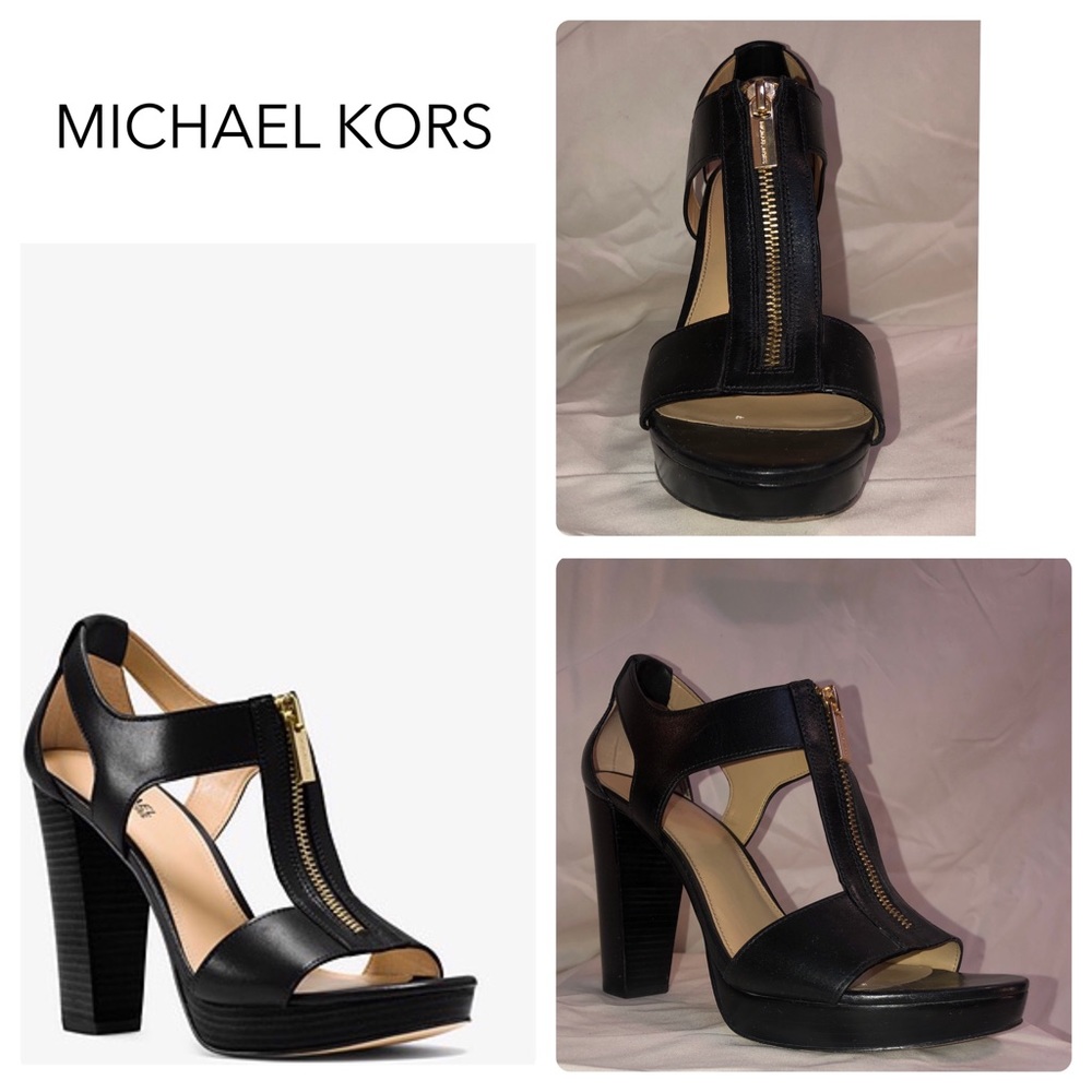 Black open toe zipper heel